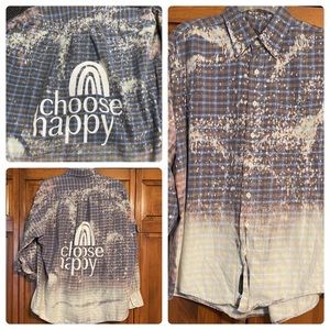 NWT Bleached Plaid CHOOSE HAPPY